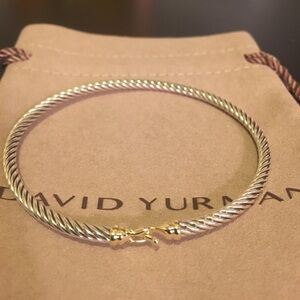 David Yurman 3mm silver bracelet with 18k buckle